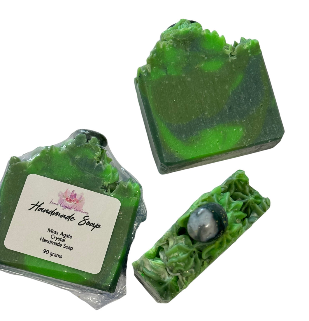 Moss Agate Crystal Handmade Soap