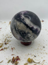 Load image into Gallery viewer, Purple Fluorite x Sphalerite Sphere
