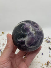 Load image into Gallery viewer, Purple Fluorite x Sphalerite Sphere
