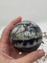 Load image into Gallery viewer, Purple Fluorite x Sphalerite Sphere
