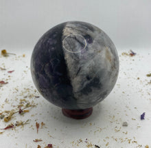 Load image into Gallery viewer, Purple Fluorite x Sphalerite Sphere
