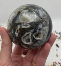 Load image into Gallery viewer, Purple Fluorite x Sphalerite Sphere
