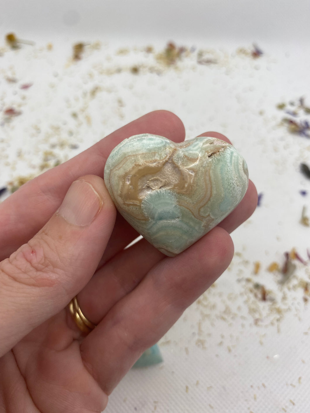 Blue Aragonite Hearts and Moons