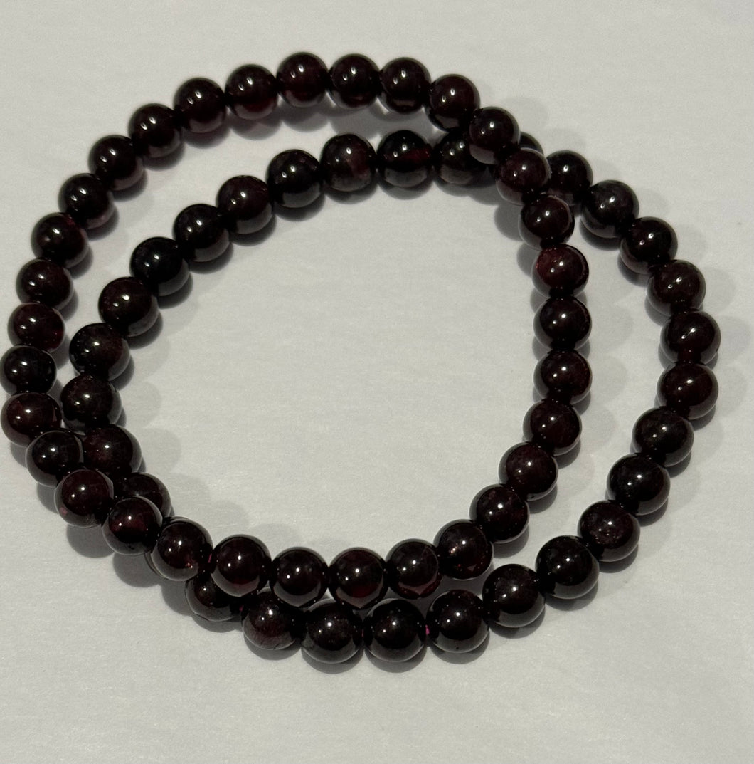 Garnet Beaded Bracelet- 6mm