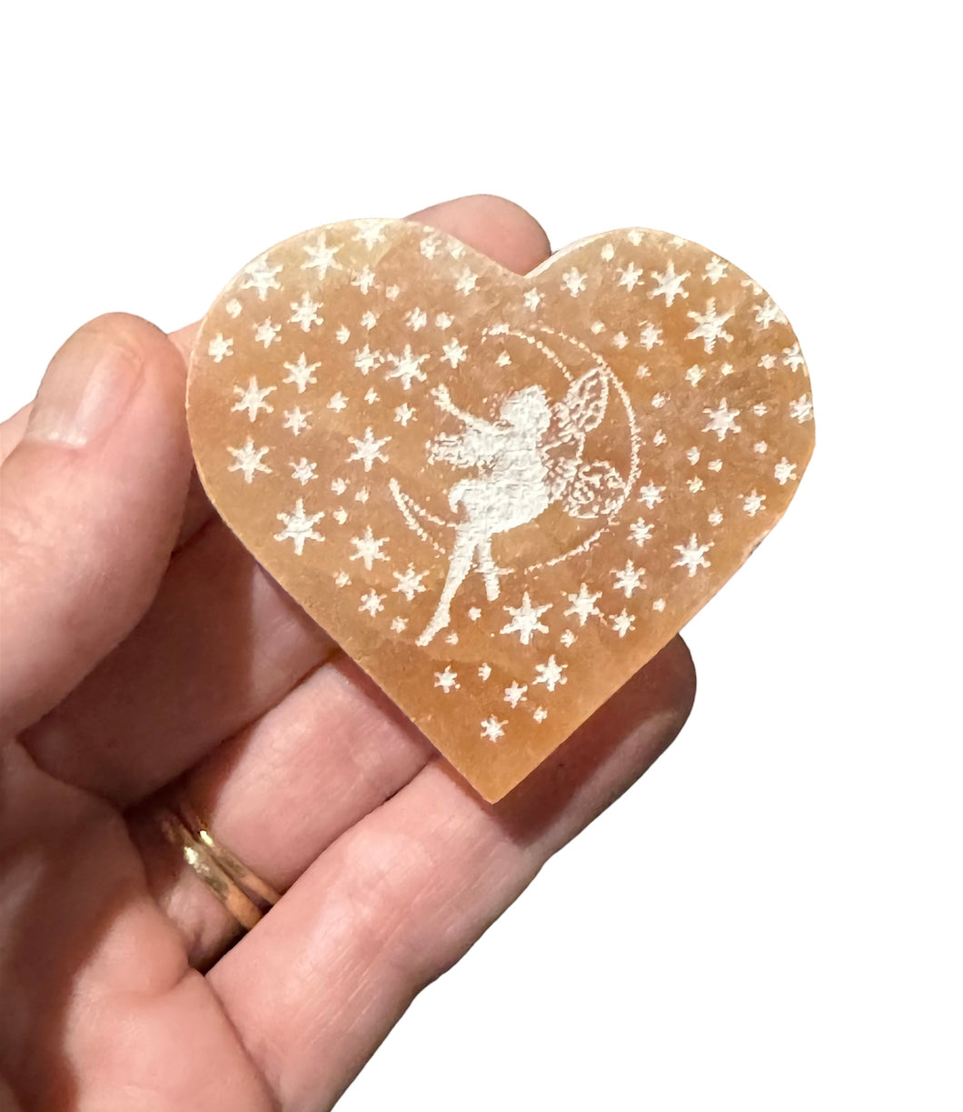 Selenite- Peach heart charging plate- Fairy