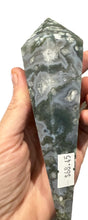 Load image into Gallery viewer, Moss Agate Wand On Stand
