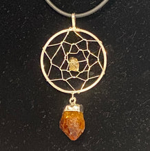 Load image into Gallery viewer, Dreamcatcher Pendant Amethyst or Citrine Silver-Tone
