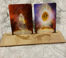 Load image into Gallery viewer, Tarot/Oracle Card Wooden Display Set - Mystical Hands
