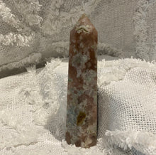 Load image into Gallery viewer, Flower Agate Tower With Pink Amethyst and Green Amethyst
