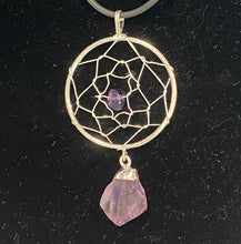 Load image into Gallery viewer, Dreamcatcher Pendant Amethyst or Citrine Silver-Tone
