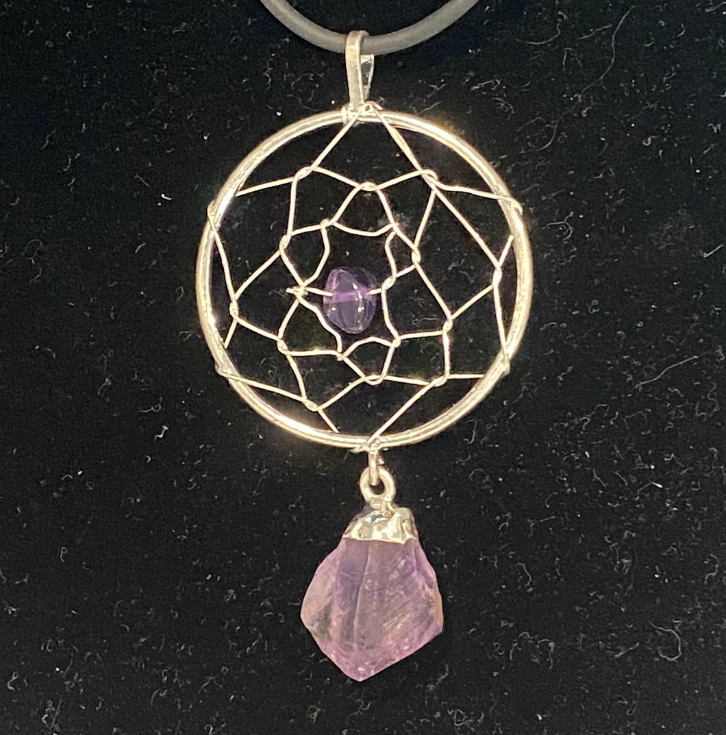 Dreamcatcher Pendant Amethyst or Citrine Silver-Tone